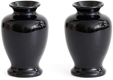 Amazon Co Jp 国産 陶器 夏目 花瓶 黒無地 4寸 2本組 花入れ 和風 モダン インテリア サイズ約 Cm 高さ13 口径5 胴張8 5 底径6 5 ホーム キッチン