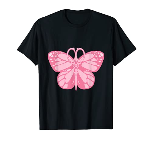 Peluquería Lindo Peluquero Mariposa Tijeras Camiseta