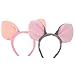 LOGOFUN 8PCS Plush Pig Ears Headband Stuffed Animal Hairband with Soft Wire for Festival Cosplay Face Washing Role Play Party Supplies - Pink & Gray