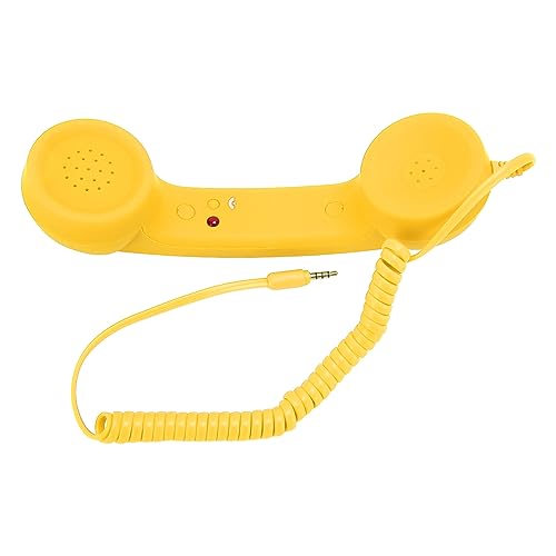 Retro Telefonlur 3,5 Mm med Mikrofon - Strålningssäker (Gul)