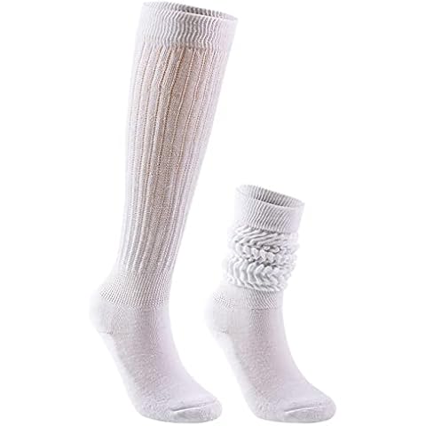 Runsmooth Slouch Socks - Women's Extra Long Slouch Socks Heavy Knitted Boot Socks Warm Cotton Scrunchie Socks for Fall Winter Women Girls, One Size, White Cover