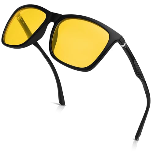 Dollger Square Polarized Night Driving Glasses for Men Women Shades with UV Protection