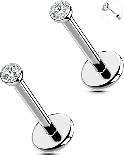 OUFER Lot de 2 anneaux de nez en acier inoxydable 316L transparen...