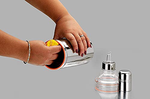 Image of Stainless Steel Oil Dispenser Bottle for Kitchen | Leak Proof Oil Pourer | Olive Oil Container | Kitchen Oil Storage Bottle (Pot) (1 Litre)