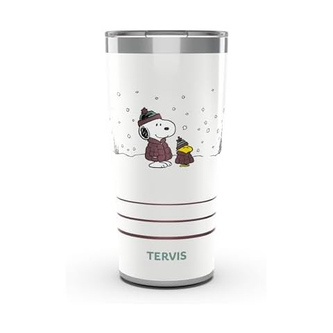 Tervis Traveler Peanuts - Snoopy & Woodstock Christmas Puffer Buddies Triple Walled Insulated Tumbler Travel Cup Keeps Drinks Cold & Hot, 20oz, Stainless Steel Cover