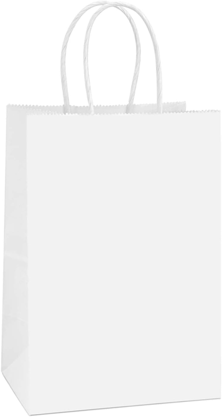 melala Kraft Paper Bags 40Pcs 5.9x8.27x3.15 Inches Small Paper Gift Bags with Handles Bulk, Paper Shopping Bags, Kraft Bags, Party Bags, Gift Bags (White)