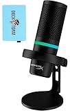 HyperX Microfone condensador USB omnidirecional DuoCast cardioide para PC, PS5, PS4, Mac, iluminação RGB, filtro pop, controle de ganho, jogos, streaming, podcasts, Discord, 4P5E2AA, pacote com hub