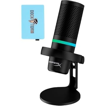 HyperX Microfone condensador USB omnidirecional DuoCast cardioide para PC, PS5, PS4, Mac, iluminação RGB, filtro pop, controle de ganho, jogos, streaming, podcasts, Discord, 4P5E2AA, pacote com hub