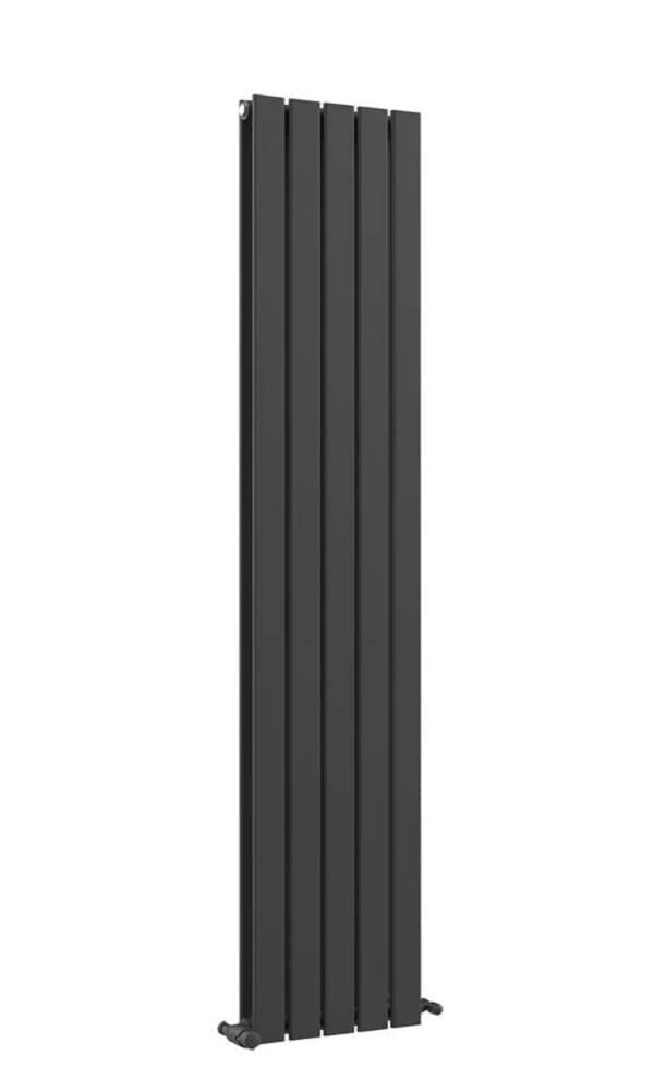 iBathUK Apex Wall Mounted Vertical Double Slim Flat Panel Designer Radiator, Steel Hydronic Central Heating, 5 Columns Tall Designer Radiator for Bathroom in Matt Anthracite, 1800mm — image 1