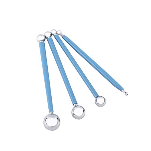 Stainless Steel Ball Stylus Cake Decorating Molding Clay Modeling Tool Kit Pottery Sculpting Smooth Tools, 4pcs