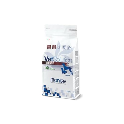 Monge Vetsolution Hepatic Cane All Breeds 2kg, alimento completo per cani di tutte le taglie per il supporto della funzione epatica,2kg.