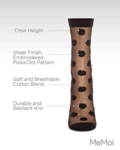 MeMoi Women's Polka Dot Sheer Crew Socks3