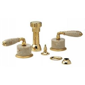 Phylrich K4338D 014 - Valencia Four Hole Bidet Set W Vertical Spray Beige Marble Lever Handles