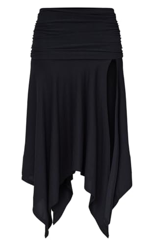 PrettyLittleThing Black Soft Touch Ruched Asymmetric Midi Skirt