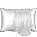 Produktbild Ruike Kissenbezug aus Naturseide, hypoallergen, 22 Momme, 100 % Seide, 600 Garne, mit verdecktem Reißverschluss, Weiß, 50 x 66 cm