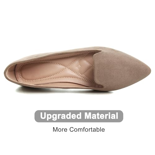Image of Dear Time Women's Pointed Toe Ballet Flats Simple Casual Office Work Flats Slip-on Comfortable Shoes