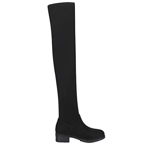 AIMODOR Womens Over The Knee Stretch Flat Thigh High Boots4