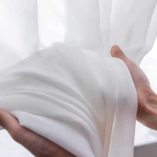 Voilages rideaux blancs semi-transparents à oeillets W600xL250cm pour baie vitrée