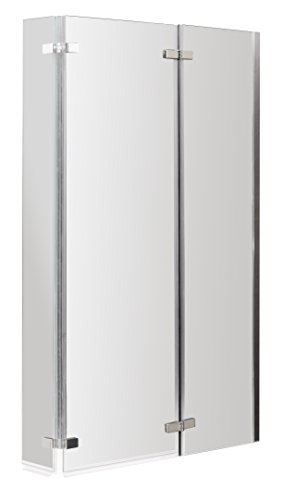 Balterley 812 x 1400mm L-Shaped Bath Shower Screen, Shower Screens for Baths, 6mm Chrome Toughened Safety Bath Door Screen, Centre Hinge & Return Panel, Reversible Door Screens for L-Shaped (Chrome)