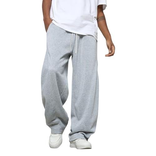 Pantalon Chandal Hombre Anchos Deportiva Moda Pantalones Hombre Otoño Gimnasio Jogger Running Largos Simple Pantalón Termico Invierno Ropa 1#Gris Claro L