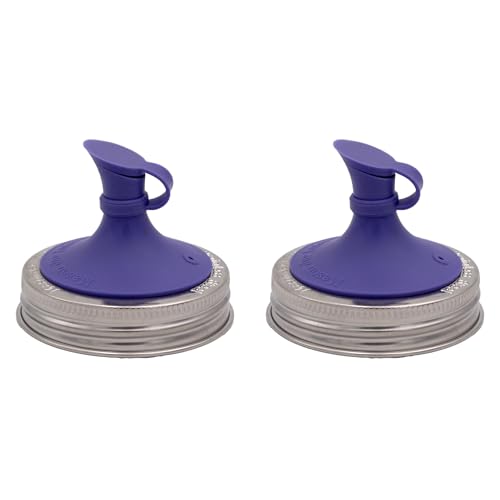 Ultra Violet Oil Cruet Pour Spout Silicone Insert for Mason Jars (2 Pack, Regular Mouth)