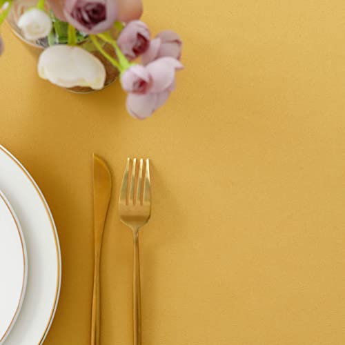 Image of FOLINS&HOME Gold Rectangle Tablecloth, 90 x 132 Inch Waterproof Table Cloth