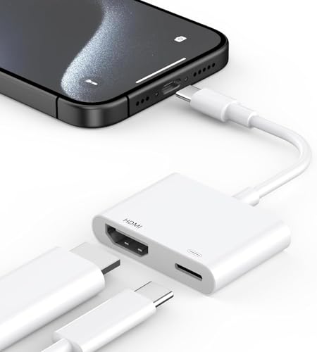 USB C auf HDMI Adapter, Typ C auf HDMI Adapter, 4K Digital AV Konverter f&uuml;r TV, Video und Audio Synchronisation Kompatibel mit iPhone 15/16, iPad, Samsung S24 Ultra, MacBook Pro/Air