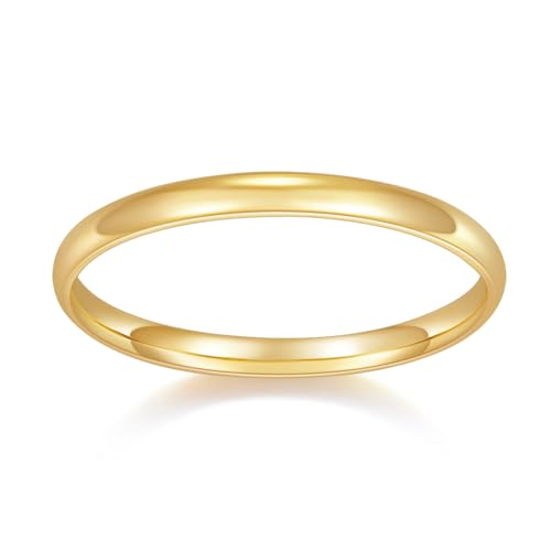 MINDDHA Wedding Band, Stackable, Knuckle, Dainty Thumb & Pinky, Non Tarnish Rings for Women - 2mm Band Size 7