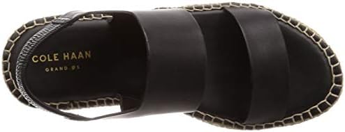 Cole Haan Women's CLOUDFEEL Espadrille Sandal Wedge, Black Leather/Natural Jute, 7.5 | Image 4