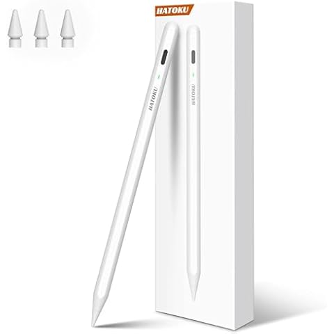 Stylus Pen for iPad 2018-2024: HATOKU 15 Mins Fast Charging Pencil (11 Hours Battery Life) with Tilt Sensitivity Palm Rejection for iPad Air 3 4 5 M2 - iPad Pro 11 12.9 M4 - iPad Mini 5 6 - iPad 6-10 Cover