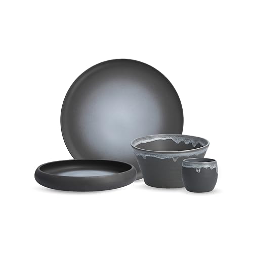 Image of Cloud Terre by Fortessa Collection No 1 Stoneware 16 Piece Dinnerware Set, Service for 4, Charcoal