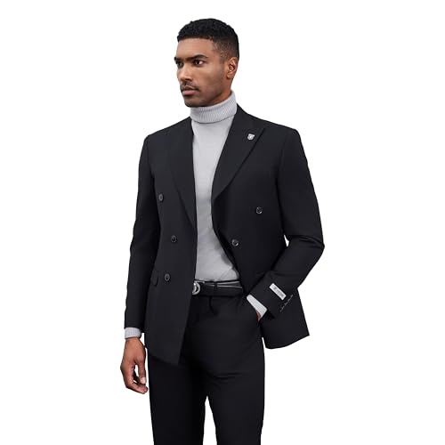 STACY ADAMS Suits 3pc Suit Set,Double Breasted Jacket Vest and Dress Pants,Hybrid-Fit Suits4