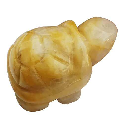 Lovionus89 Hand Carved Stone Crystal Turtle, 40mm Small Turtle Animal Figure Bag Statue Sculpture, Yellow Jade - Image 2