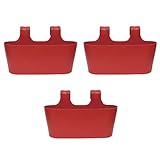 Engelland 3 x Blumenkasten zum Auf-Hängen, Farbe: Rot, Blumentopf, oval, Balkon, Übertopf, Pflanzkasten, mit Wasserspeicher/Wasserauffangschale