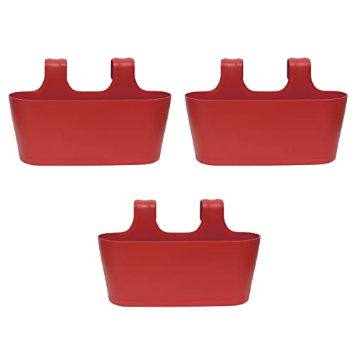 ENGELLAND 3 x Blumenkasten zum Auf-Hängen, Farbe: Rot, Blumentopf,...