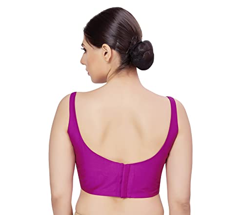 Image of Studio Shringaar Women's Polyester Sleeveless Satin Padded Saree Blouse