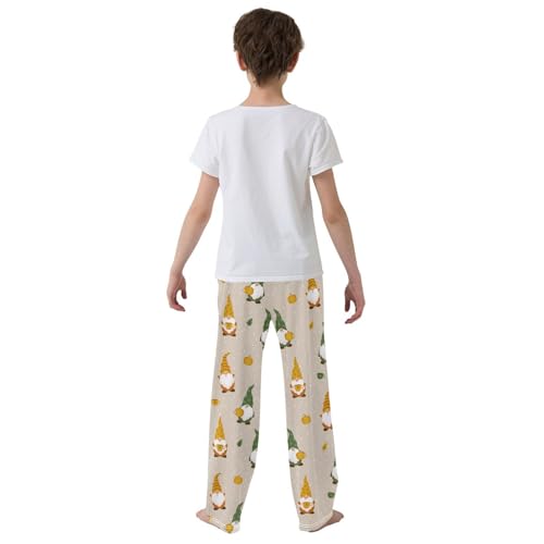 Thanksgving Gnome Pumpkin Boys Long Pants Soft Trousers Elastic Waist Kids Lounge Bottoms with Pockets S-XL3