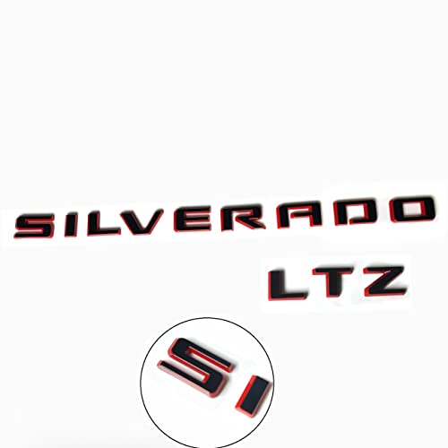 Image of 2019-2025 2pack OEM Nameplate with LTZ Emblem 3D Letters Badge Replacement for Silverado 1500 2500HD 3500HD 86539786 (Glossy Redline)