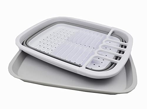 SAMMART 8L Collapsible Plastic Dish Drainer with Drainer Board, Foldable Drying Rack Set, Portable Dinnerware Organizer - Image 3