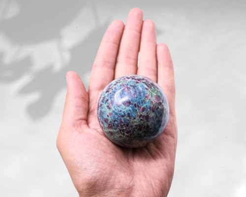 Image of Certified Ruby Kyanite Crystal Ball for Meditation - Premium Crystal Vastu Items for Home and Feng Shui Items for Good Luck - Ideal for Pooja Supplies and Spiritual Practices (2.5 inch Inch)