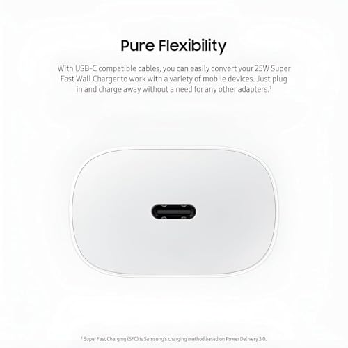 Image of Zybux 25W C-Type Power Charger Adapter for Galaxy A16 /M05 /A05 /A35 /M35 /F05 /M15 /A15 /A14 /M14 /F14 /A34 /F34 /S24 /S24 Ultra /S23 FE /Z Fold 6 /5 /4|Tab, USB-C Devices SuperFast Charge Technology 25 w, White