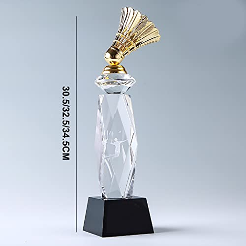 Speciale Trofee Voor Badmintoncompetitie Creatieve Kristallen Trofee Uitstekende Trofee Voor Badmintonspelers Souvenir Voor Badmintoncompetitie (Color : Clear, Size : 32.5cm) - Image 8