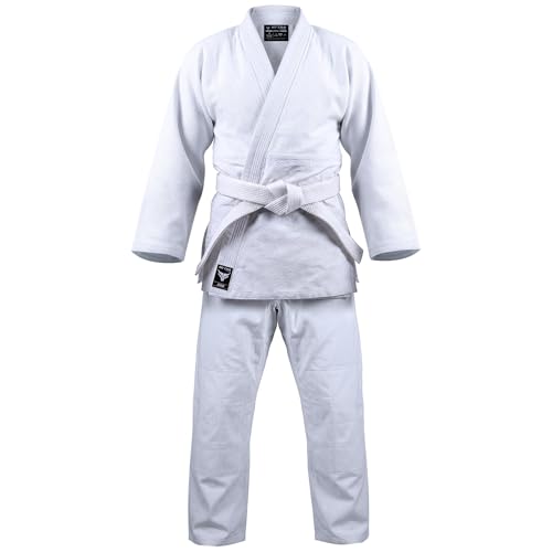 Mytra Fusion Judo Kimono Gi – Uniforme de Judo Adulte Résistant pour Entraînement et Compétition – Kimono de Judo Durable avec Coutures Renforcées et Ceinture Incluse (Blanche, 3-160)