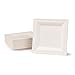 BIOZOYG Set da Tavola ecologiche bagassa USA e Getta | 50 Pezzi Piatto di Canna da Zucchero Bianco Sbiancato angolare 16x16 cm | Set da Tavola monouso