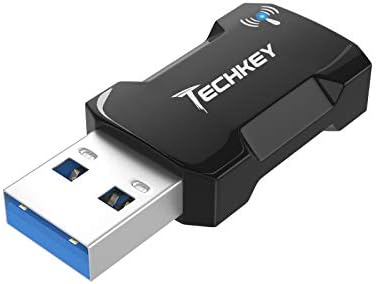 USB WiFi Adapter 1200Mbps for PC, Techkey Mini Wireless Network Adapter USB 3.0 WiFi 802.11 ac with Dual Band 2.4GHz/300Mbps, 5GHz/866Mbps for Desktop Laptop Windows XP/7/8/8.1/10/ Mac OS
