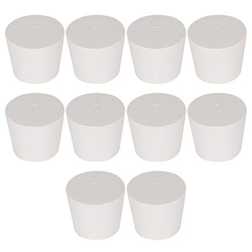 Labasics Gummistopfen, Weiße konische Labor Dichtung Gummistopper Solid Rubber Stoppers, (10er Pack, 7#) Cover