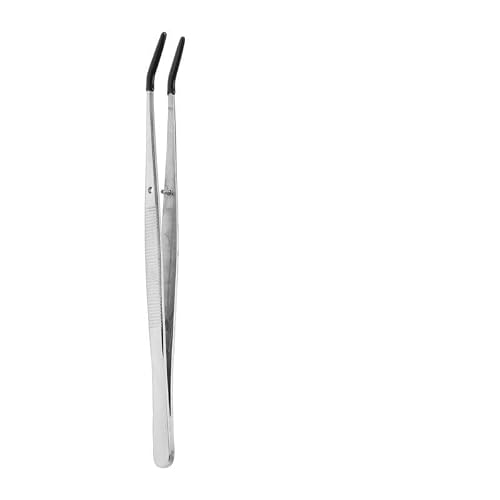Qlhbro 2 Pcs Tweezers Curved Bent Rubber Tip Stainless Steel Crafts For Lab Jewelry Making