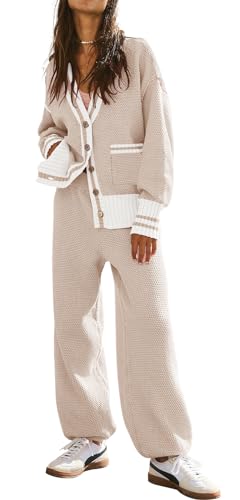 ETCYY NEW Women's 2 Piece Outfit Lounge Set Trendy Cardigan