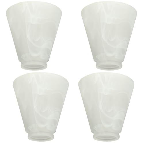 Image of Pack of 4 Alabaster Transitional Style Shade, Transitional Style Replacement Glass Shade, XIDING Ceiling Fans Glass Shade, with Standard 2-1 /8 inch Fitter Size, 4-4 /5 inch high, 4-4 /5 inch Diameter