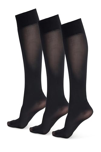 Photo de NOQ Chaussettes pour femme - Couleur unie - 40 deniers - Microfibre opaque mat - Classique - Taille unique - Chaussettes Marta, Nero Lot de 4